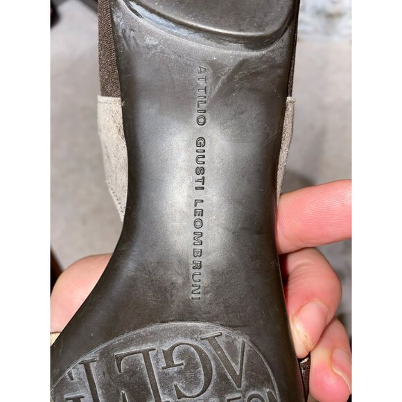 AGL Attilio Giusti Leombruni Womens Sandal Size 37.5 Metallic Gray Leather & Ela - Picture 5 of 8